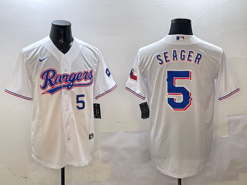 Men Texas Rangers #5 Seager White Game 2025 Nike MLB Jersey style 3->texas rangers->MLB Jersey